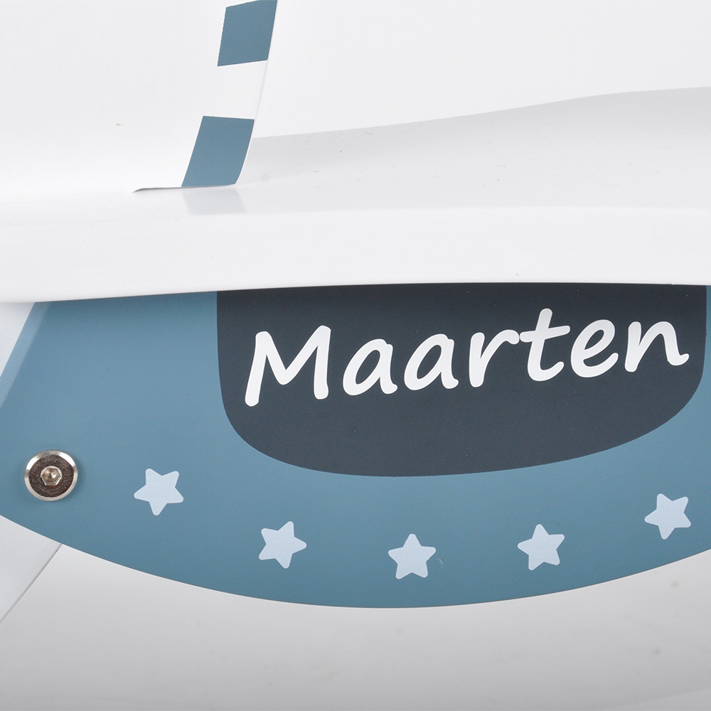  Sticker met eigen naam wit op blauw